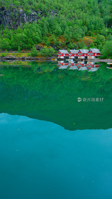 Flam村鸟瞰图。挪威