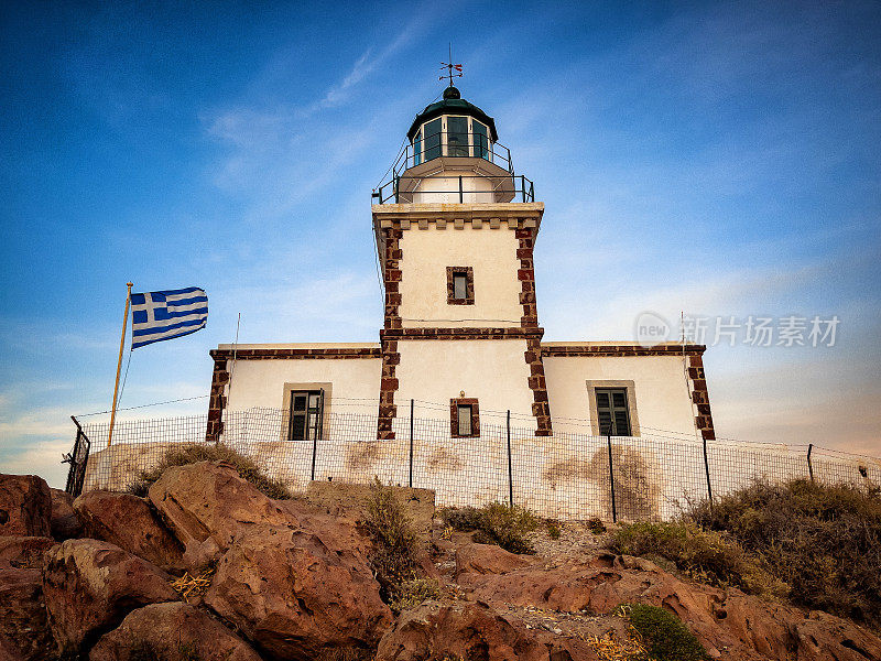 希腊圣托里尼岛的Akrotiri灯塔