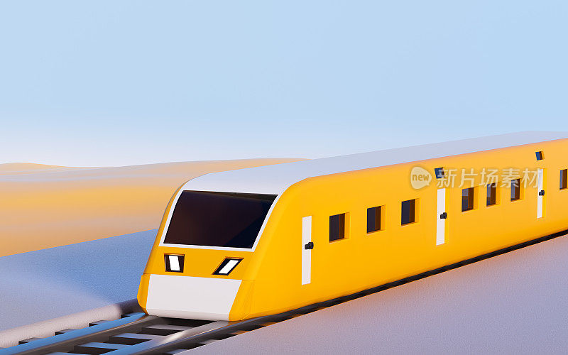白色背景的火车，3d渲染。
