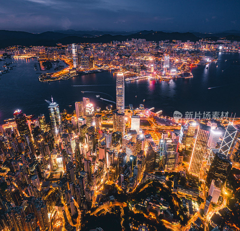 香港维多利亚港的城市景观