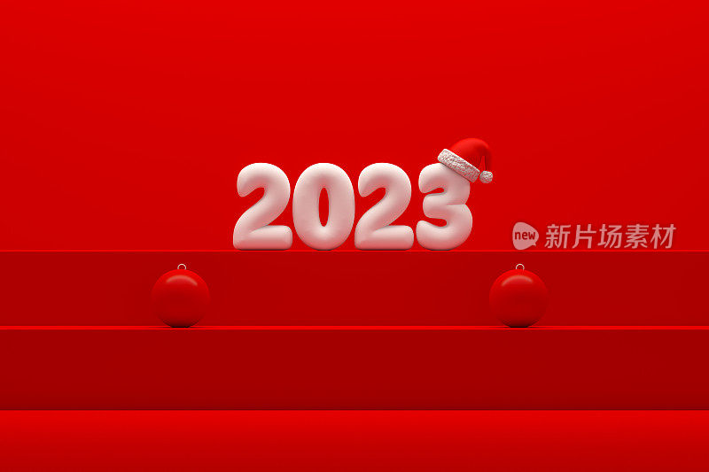 2023圣诞新年产品展示楼梯裙台红色背景