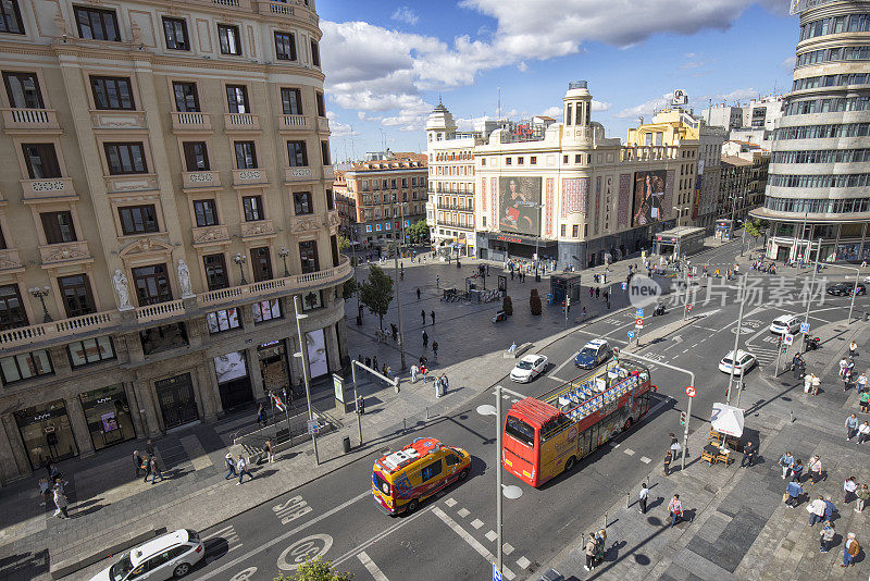 西班牙马德里格兰大街街景