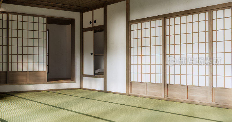 空客厅日本设计与榻榻米地板。
