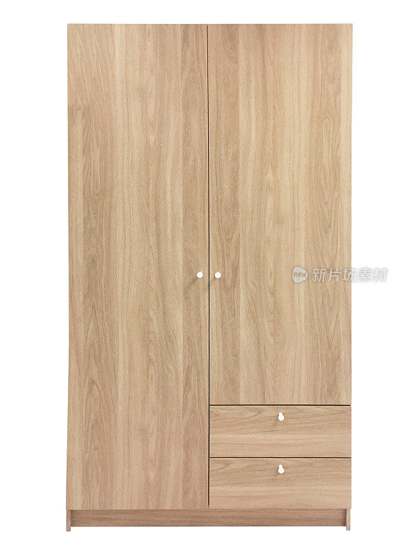 白色背景的木质家具衣柜(剪贴路径)