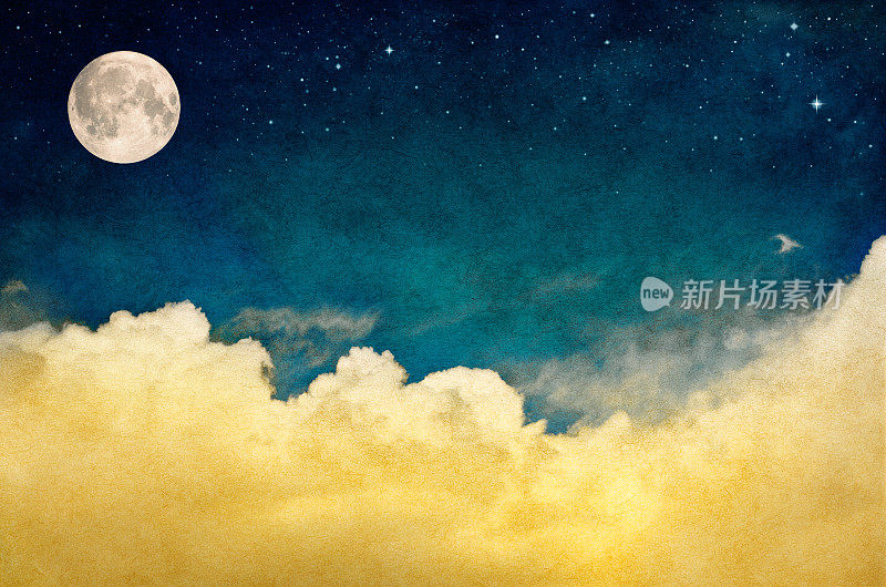 满月和云景