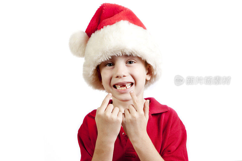圣诞男孩缺了两颗门牙