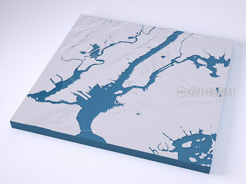 纽约市3D模型地形图白色