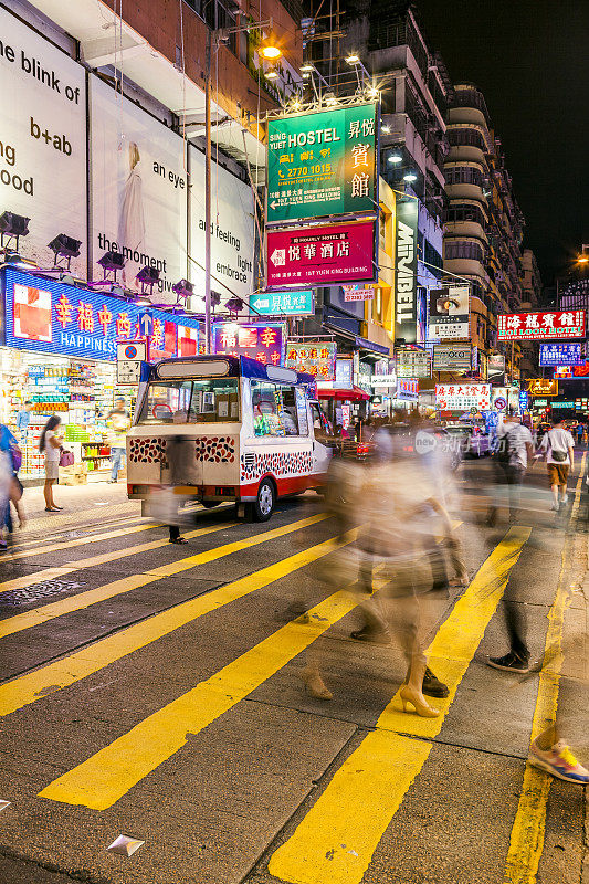 晚上的香港商业区