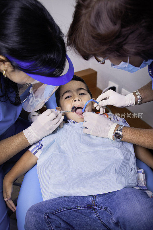 牙医检查的孩子