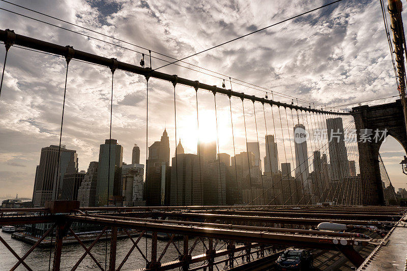 布鲁克林大桥上的曼哈顿天际线