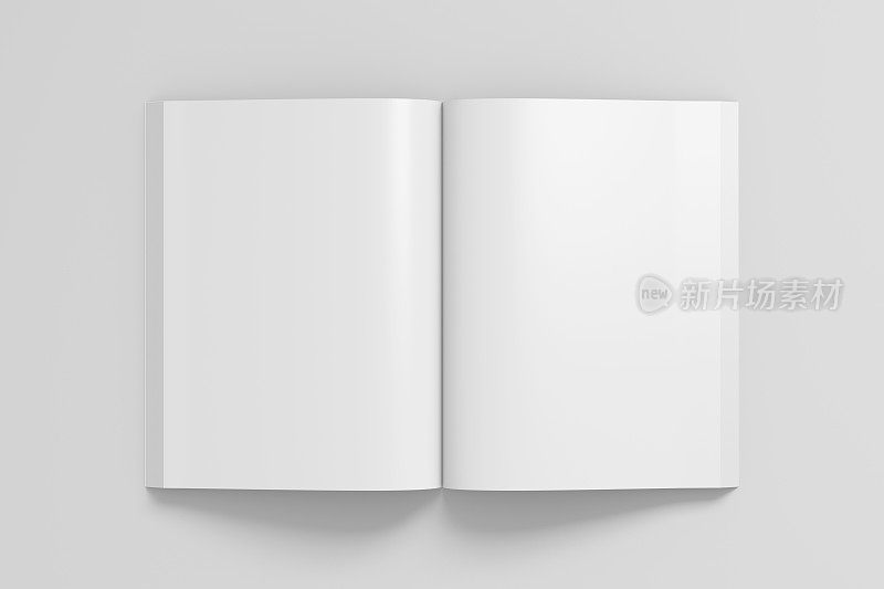 打开的软封面书的空白页