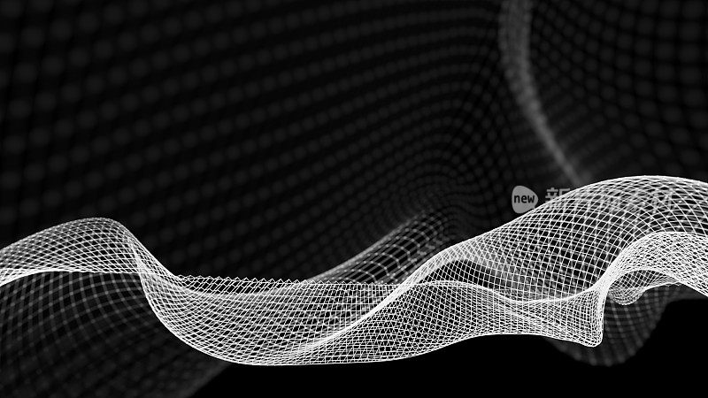 抽象波浪结构科学背景的三维插图