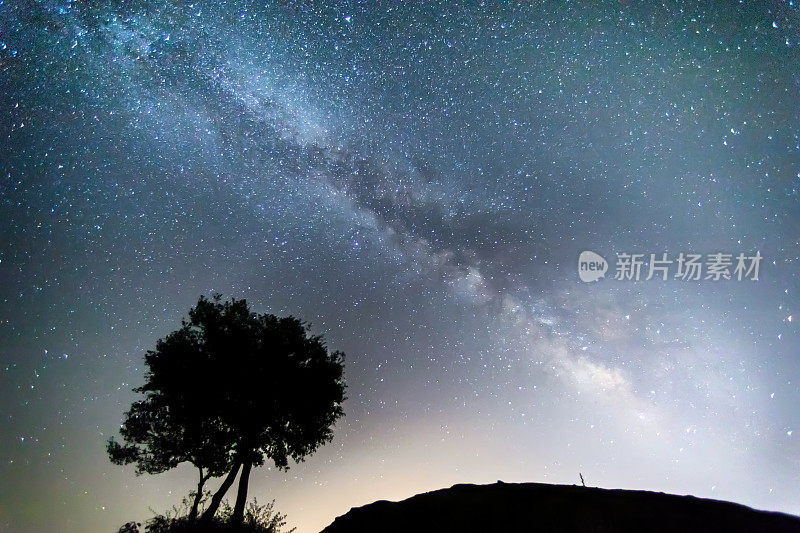 希腊Meteora上空的银河。