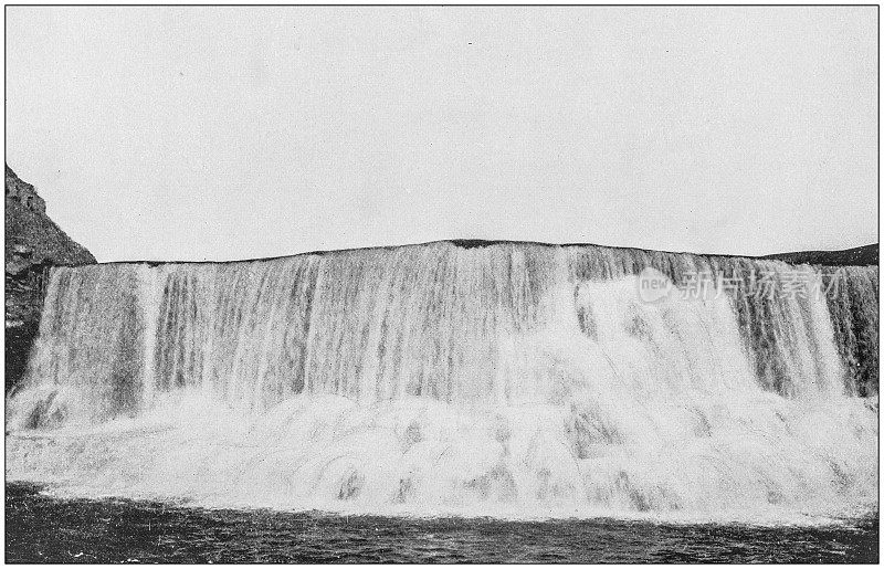 美国著名风景的古董照片:彩虹瀑布，大瀑布，蒙大拿