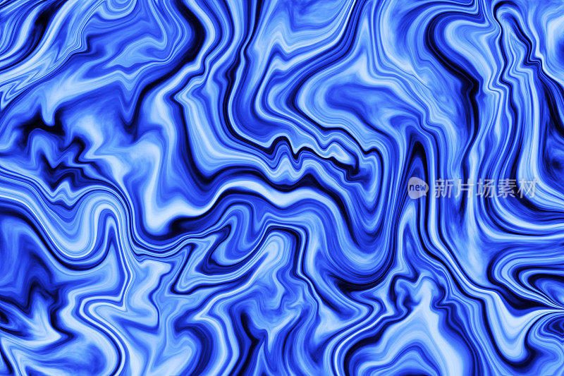 蓝色白色大理石玛瑙背景波图案抽象的渐变大理石Ebru纹理