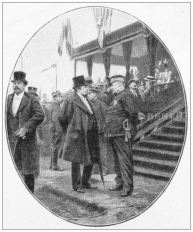 古董黑白照片:19世纪战地记者记者钦克勒与索西尔将军合影
