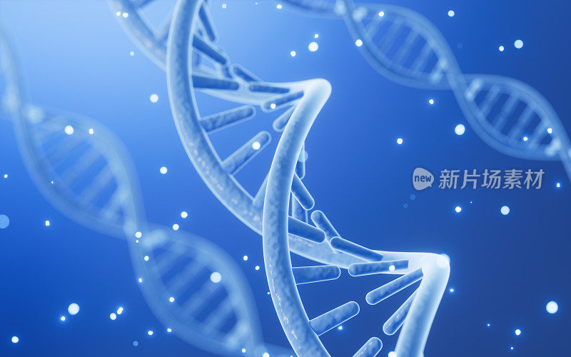 科学生物技术DNA染色体，3d渲染。