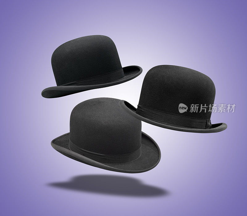 浮动一套时尚的黑色圆顶礼帽