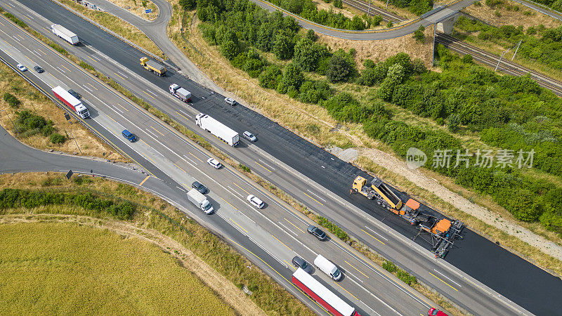 道路建设。鸟瞰图