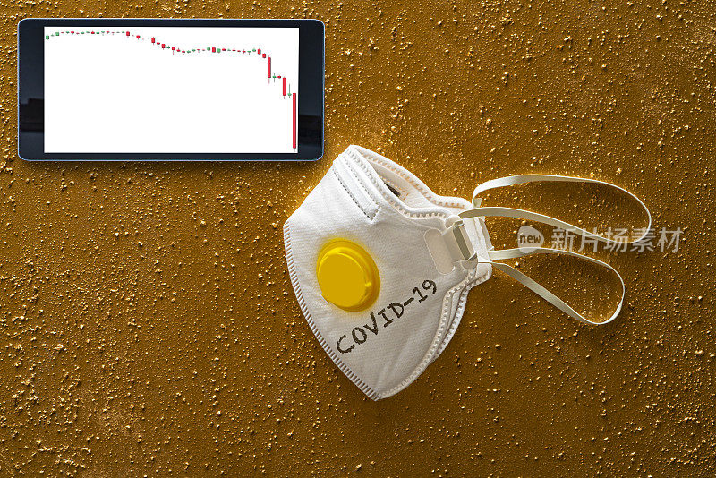 COVID-19冠状病毒掩盖Doji图表金融危机在智能手机