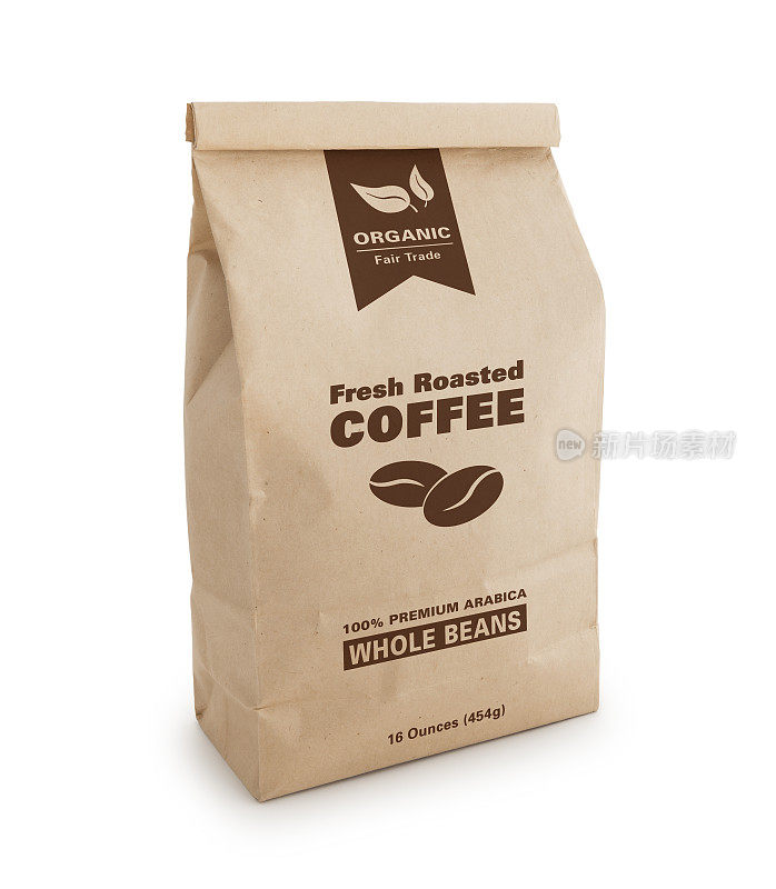 咖啡袋与定制标签-有机全豆
