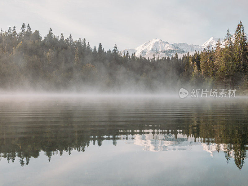 风景优美的阿尔卑斯湖和山脉在瑞士