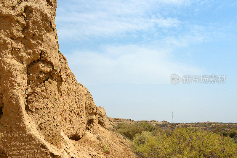 苏丹卡拉要塞-塞尔柱墙和卡拉库姆沙漠，梅夫，土库曼斯坦