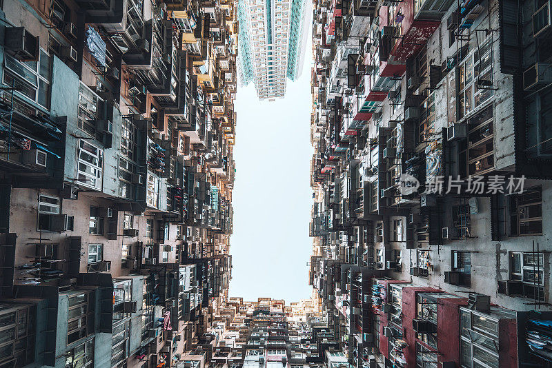 中国香港拥挤的公寓楼