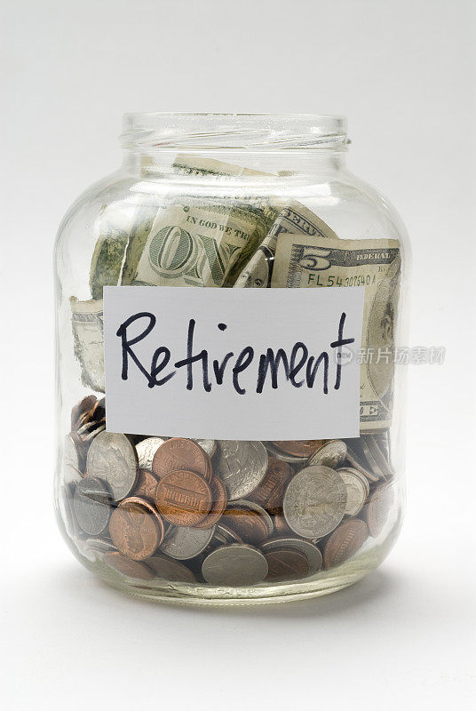 退休基金储蓄玻璃罐