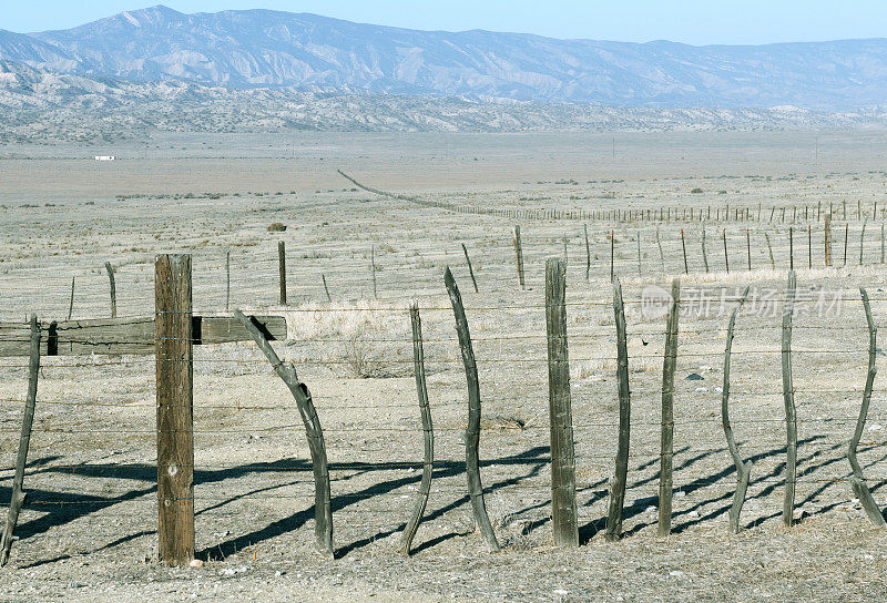 加利福尼亚州中部卡里佐平原的畜栏和围栏