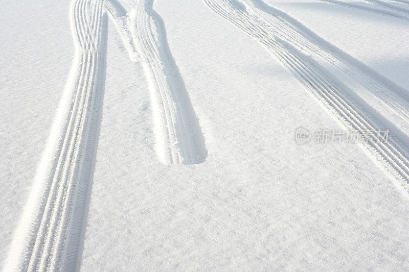 雪地上的轮胎印