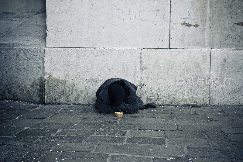 慈善:街上乞讨的可怜女人
