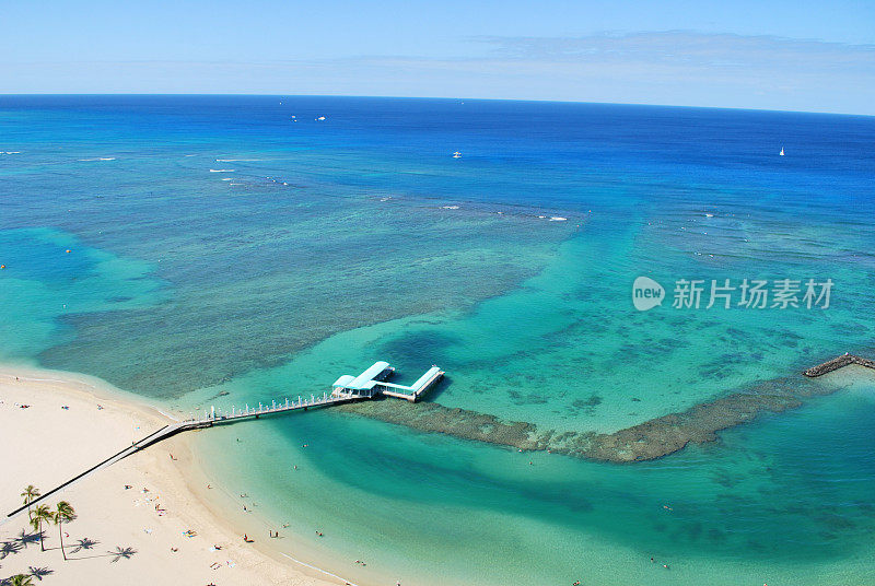 夏威夷怀基基海滩鸟瞰图