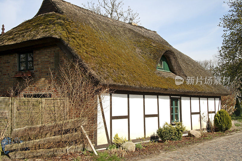 历史茅草屋顶小屋