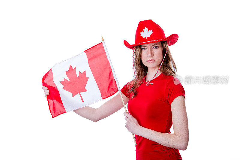 年轻女性庆祝加拿大的节日