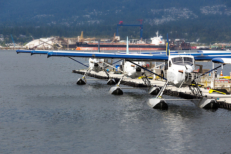 水上飞机停泊在温哥华。