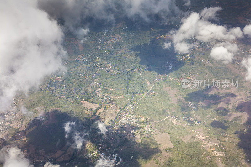 鸟瞰图，当飞过巴拿马风景。
