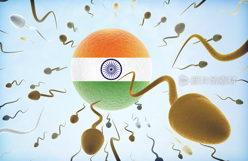 移民的3D插图概念:精子游离印度(系列)
