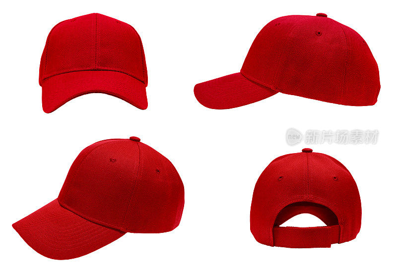 空白红色棒球帽4视图