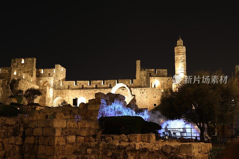 耶路撒冷古城墙夜景