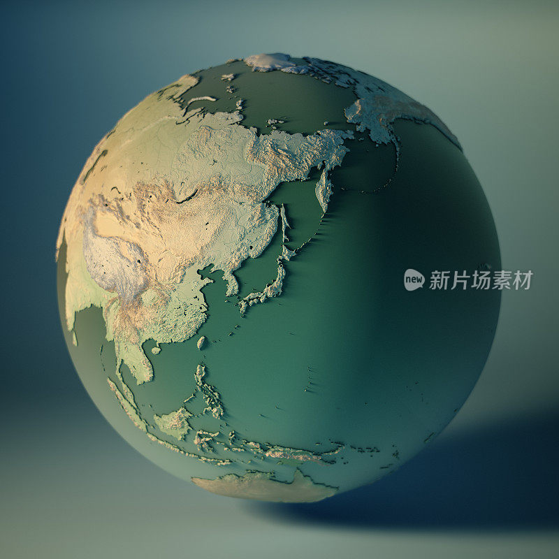 日本地球3D渲染行星地球的自由度