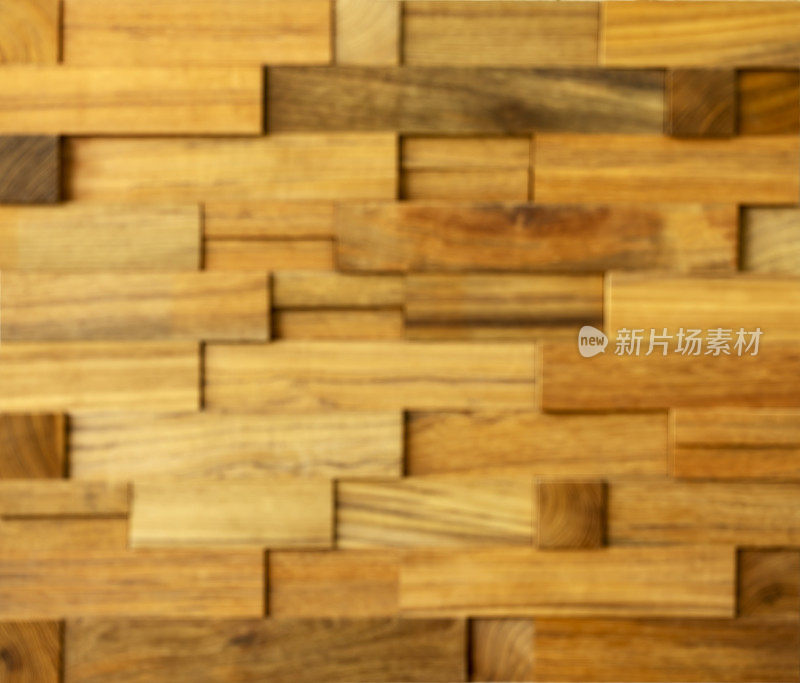 柚木散焦块型材背景，木块堆叠成不同大小的抽象木块背景。