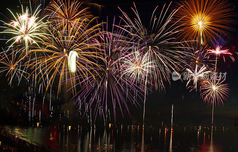 烟花在夜空中爆炸