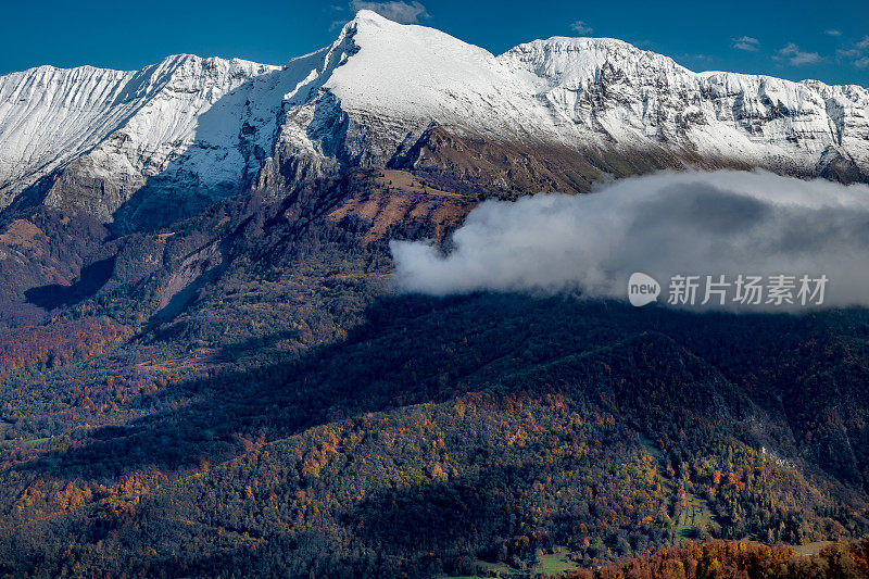 冬季的雪山在朱利安阿尔卑斯山，Primorska，斯洛文尼亚，欧洲