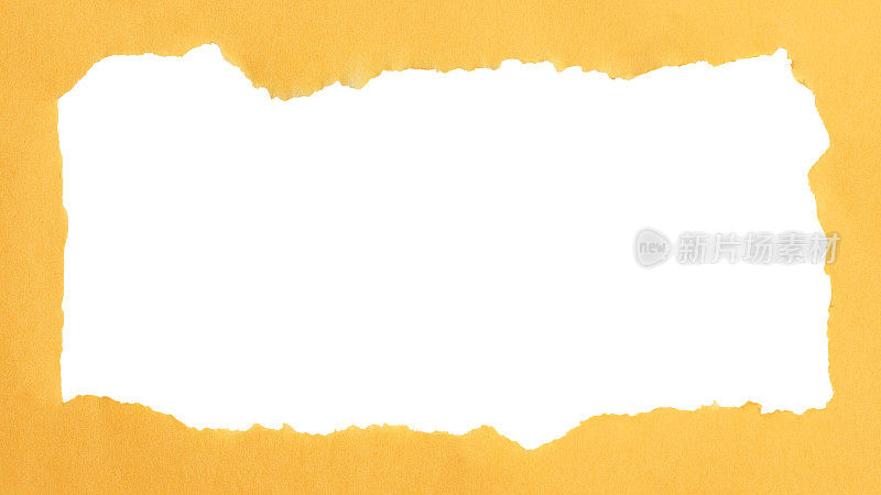 黄色纸框架，撕裂纸与空间，白色背景文字显示。留白给你留言。广告文案空间