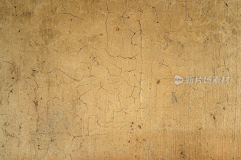 老泥屋结构的土墙纹理。泥的背景。柔和的画面，复古的色调。