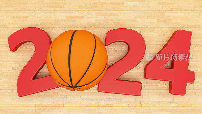 2024年在拼木地板场上打篮球