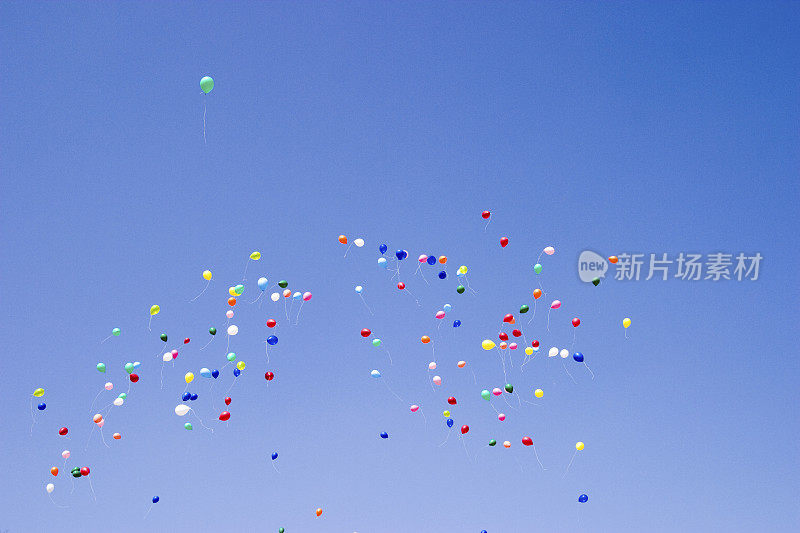 气球在晴朗的蓝天，横滨，神奈川县，日本
