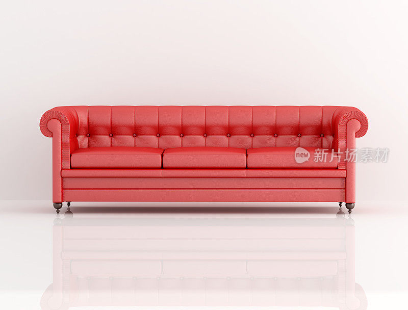 红色真皮经典沙发