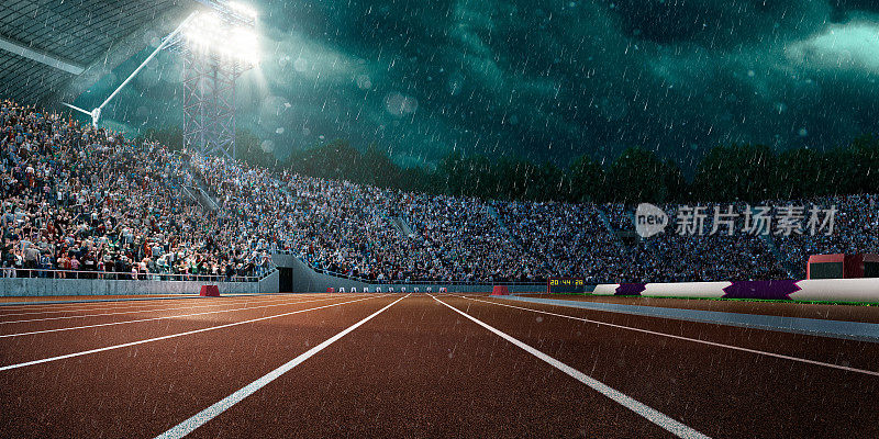 充满戏剧性的下雨的奥林匹克体育场